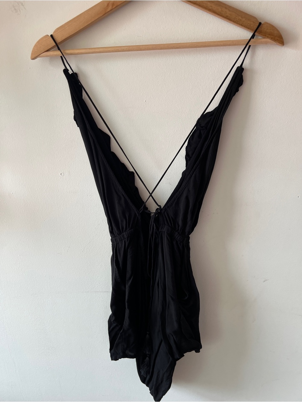 Victorias Secret Black Deep-V Strappy Open Back Romper